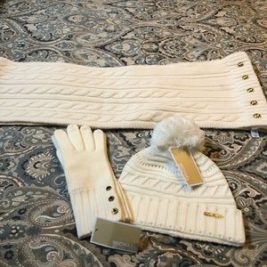 Michael Kors hat, glove and scarf set